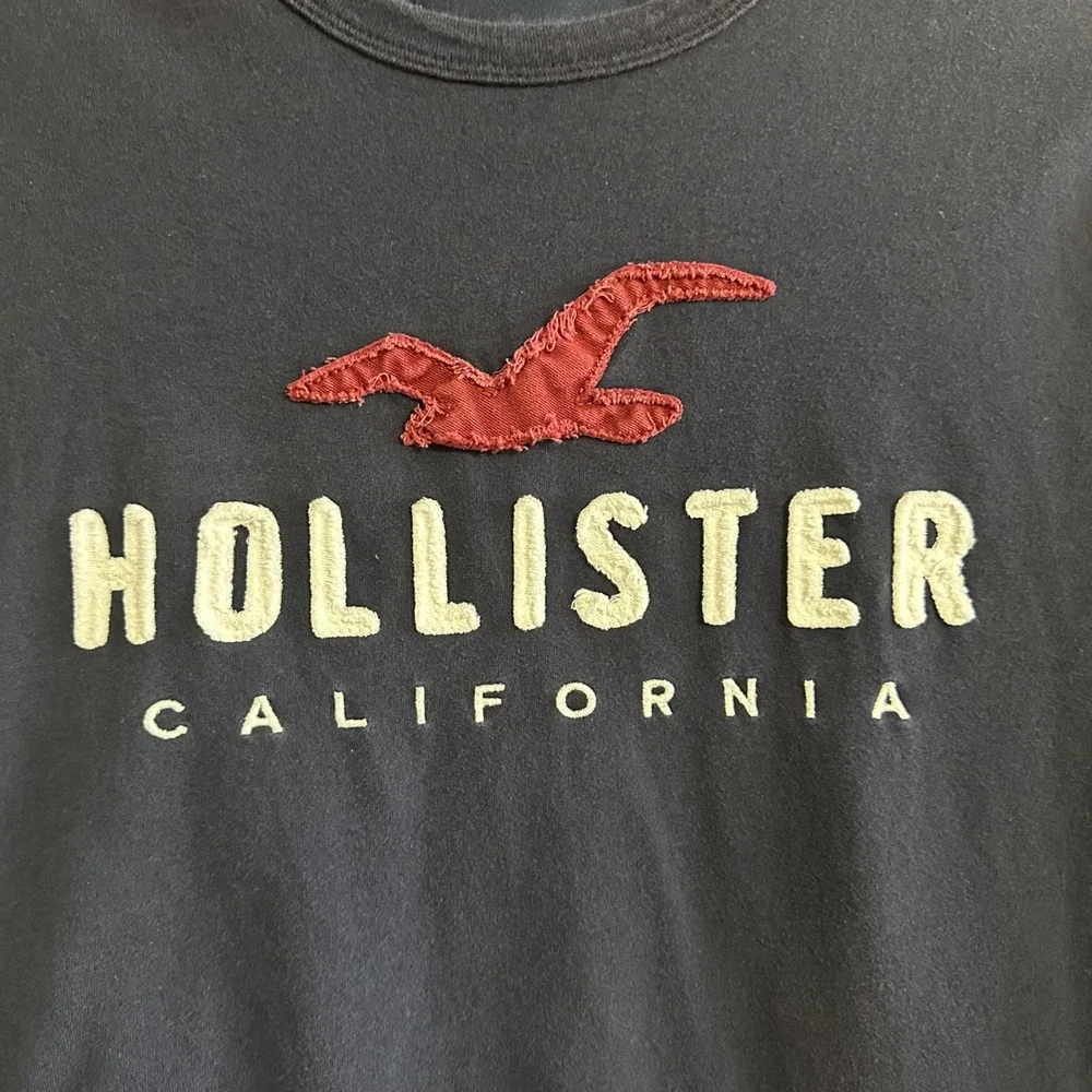 Hollister California Long Sleeve Graphic T Shirt Navy Blue Cotton Sz S Mens Y2K - Picture 4 of 5